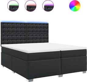 vidaXL Pat box spring cu saltea, negru, 200x200 cm, piele ecologică