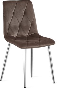 Set 4 Scaune Bucatarie/Dining Fido, Picioare Cromate, Catifea Maro Inchis