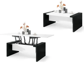 Mazzoni SPACE Alb/Negru - MĂSUȚĂ EXTENSIBILĂ CU RIDICAREA BLATULUI MĂSUȚĂ DE CAFEA