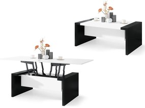 Mazzoni SPACE Alb/Negru - MĂSUȚĂ EXTENSIBILĂ CU RIDICAREA BLATULUI MĂSUȚĂ DE CAFEA