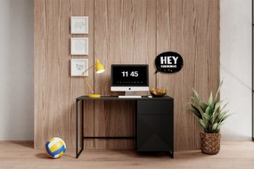 Birou Asha 120 cm cu sertar - negru mat / negru ardezie