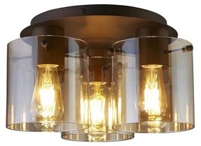 Searchlight 88911-3MO - Plafonieră SWEDEN, 3 x E27, 60W, 230V, Ø39 cm, maro/fumuriu