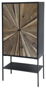 Dulap cu 2 uși și raft deschis, din lemn reciclat și metal, aspect rustic