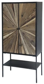 Dulap cu 2 uși și raft deschis, din lemn reciclat și metal, aspect rustic