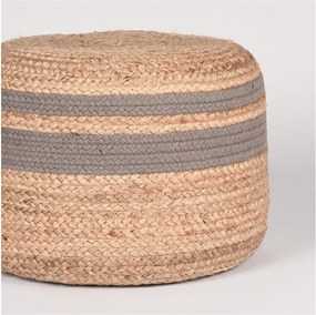 Puf din iută cu detalii gri LABEL51 Braided