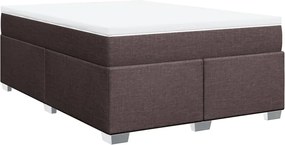 vidaXL Pat box spring cu saltea, maro închis, 160x200 cm, textil