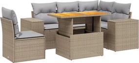 vidaXL Set canapele de grădină cu perne, 6 piese, bej, poliratan