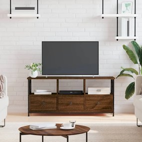 vidaXL Comodă TV, stejar maro, 102x33x45 cm, lemn prelucrat &amp; fier