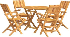 vidaXL Set masă pentru grădină, lemn masiv de tec, 5 piese