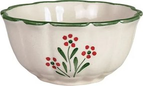 Bol mic din ceramică pictată manual, Ø 13 x H 6,5 cm, verde, „Esther Wildflower"