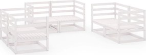 vidaXL Set mobilier de grădină, 6 piese, alb, lemn masiv de pin