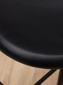 Scaun de bar din lemn de mango negru, cu structură din metal negru și detalii aurii, 60,5×32,5 cm, „Motta"