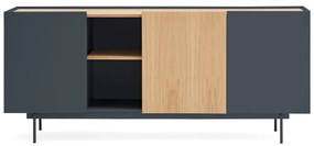 Comodă gri antracit-natural joasă cu aspect de lemn de stejar 180x78 cm Otto – Teulat