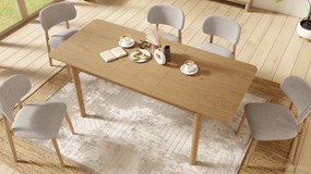 MAZZONI EXPORT ALDO Bej Latte (material Monza 60)/cadru stejar lăcuit - SCAUN DIN LEMN BOUCLÉ PENTRU SALON SUFRAGERIE BUCĂTĂRIE RETRO