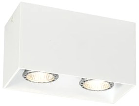 Spot de design integrat alb 2 lumini GU10 50mm - Qubo