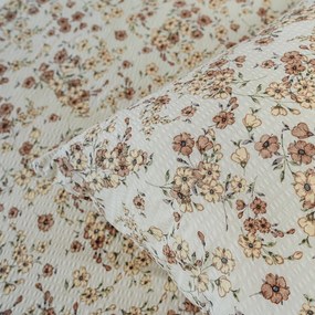 Lenjerie de pat creponată Kvalitex Flori bej, 140x 200 cm, 70 x 90 cm, 140 x 200 cm, 70 x 90 cm