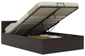 285554 vidaXL Cadru pat hidraulic cu ladă LED gri 120x200 cm piele ecologică