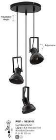 Lustra suspendata metalica design retro RUVI negru
