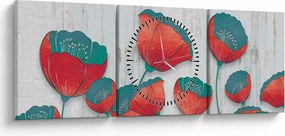 Tablou - Maci de câmp - petrol (cu ceas) (90x30 cm)