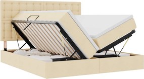 vidaXL Pat cu storage cu saltea Creme 200 x 200 cm Piele artificială
