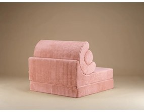 Fotoliu pentru copii roz cu tapițerie din catifea reiată Flipster – Wigiwama
