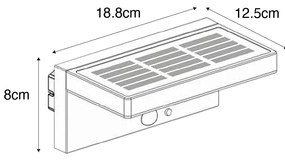 Lampă de perete exterioară gri închis cu LED și lumină reglabilă pe solar - Sunnie