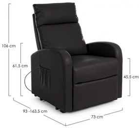Fotoliu recliner electric negru din piele ecologica si lemn, Alzapersona Bizzotto