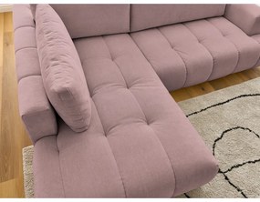 Colțar roz extensibil/cu spațiu de depozitare (cu colț pe partea stângă/în formă de ”L”) Fuji – Bobochic Paris