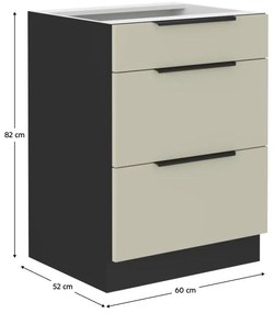 Dulap de bucătarie inferior Arikona 60 D 3S BB (cașmir + negru). 1097031