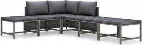 vidaXL Set mobilier de grădină cu perne, 6 piese, gri, poliratan