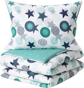 Lenjerie de pat din microfibra flanelata MINT STARS colorata Dimensiune lenjerie de pat: 70 x 90 cm | 140 x 200 cm