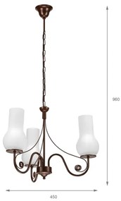 Lustră pe lanț Brilagi COTTAGE 3xE14/40W/230V maro/alb
