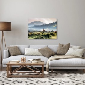 Tablou - sătuț în ceață (70x50 cm)