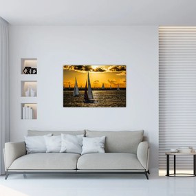 Tablou cu iaht în apus de soare (90x60 cm)