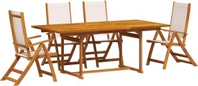 vidaXL Set mobilier de grădină, 5 piese, lemn masiv acacia/textilenă