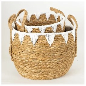 SET 2x coș împletit bej/alb