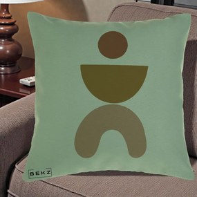 Perna Decorativa Geometric Boho Disc si Arc, 40x40 cm, Verde, Husa Detasabila, Perna Inclusa, BEKZ®