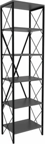 Etajera SUADIYE, gri antracit/negru, PAL melaminat/metal, 50x30x180 cm