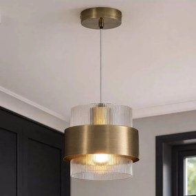 Pendul din metal alama antic si sticla canelata Royal