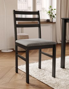 MAZZONI EXPORT Set TORINO masă + 4 scaune Negru/Gri deschis (material Sawana 21) - SET DE LEMN PENTRU BUCĂTĂRIE/SUFRAGERIE