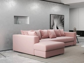 Colțar extensibil dumonde cu ladă de depozitare si sezut confortabil din spuma high-density, Gloria Royal Pink 320x183 cm