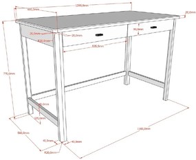 Set Mobilier Camera Copii Forrest Oak, Pat 90x200 cm, Noptieră și Birou, din Lemn de Stejar, Natur – Vipack