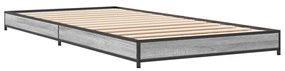 845189 vidaXL Cadru de pat, gri sonoma, 75x190 cm, lemn prelucrat și metal