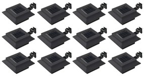 vidaXL Lămpi solare de exterior, 12 buc., negru, 12 cm, pătrat, LED