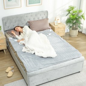 HOMCOM Pătură electrică 160x140 cm cu 5 niveluri de căldură, Gri | Aosom Romania