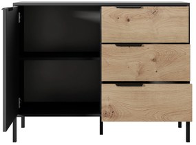 Comodă Rastafa D3S (Stejar artisan + Negru). 1071381