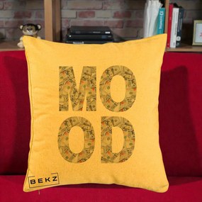 Perna Decorativa MOOD Money Grafic Urban, 40x40 cm, Galben, Husa Detasabila, Perna Inclusa, BEKZ®
