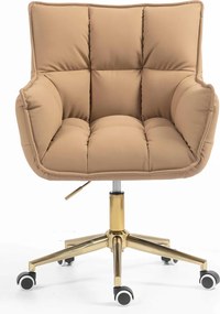 HR560K Scaun Caramel Piele Ecologica Premium Soft cu Bază Aurie