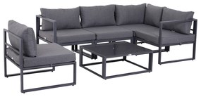 Outsunny set mobilier grădină 6 piese, canapele, colțar, masă auxiliară, aluminiu poliester, perne, pentru 4-5 Persoane | Aosom Romania