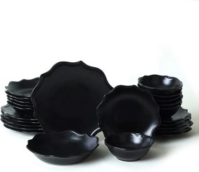 Set de cina 275KRM2341, 24 piese, negru mat, ceramica